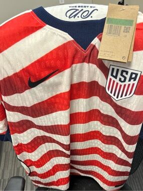 Nike USA Red and White Wave Soccer Jersey